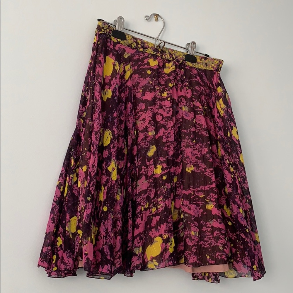 Cacharel dahlia/yellow pleated skirt
